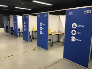 Covid testing and vaccination booths