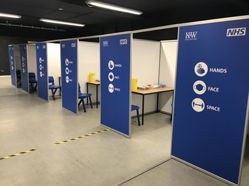 Covid testing and vaccination booths