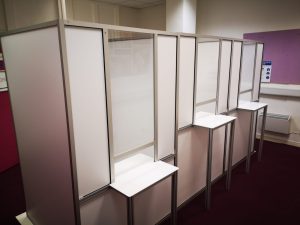 Covid testing and vaccination booths