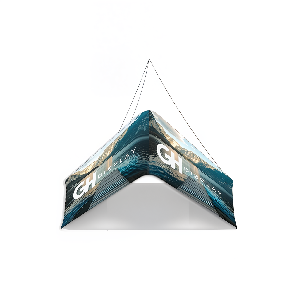 triangular hanging structure banner